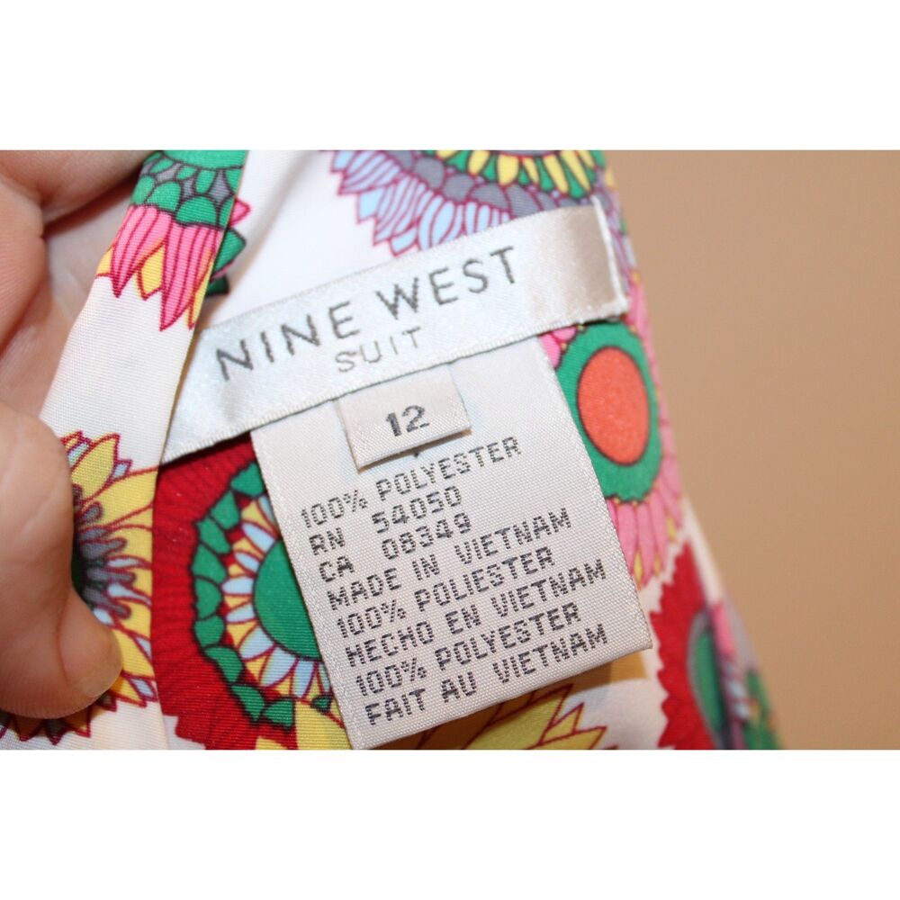 Nine West Floral Tie-Front Crop Top size 12 Y2K Retro Sleeveless Fun Print - Picture 6 of 8